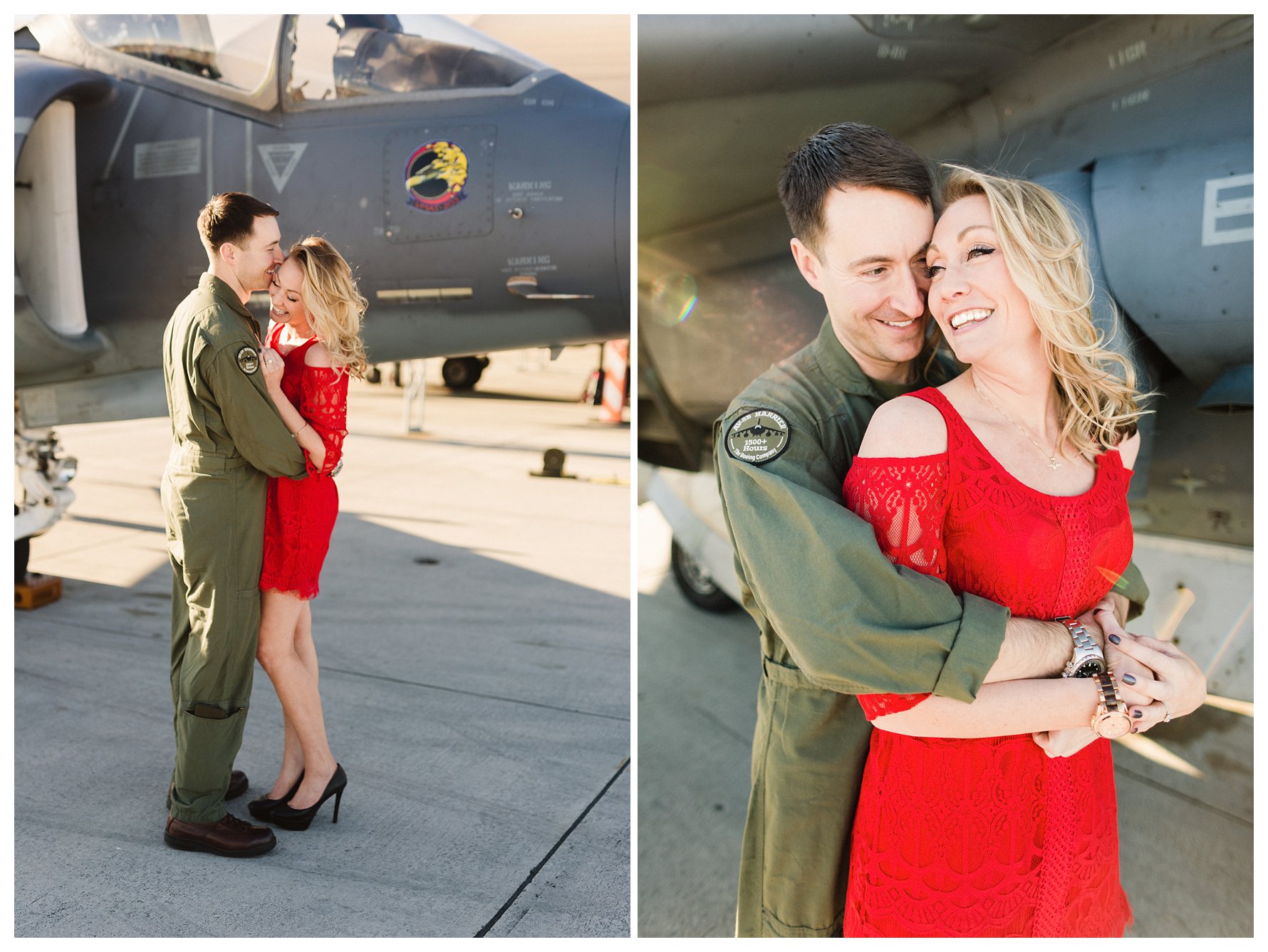 Engagement Session with Red Dress and Jets by Amanda and Grady