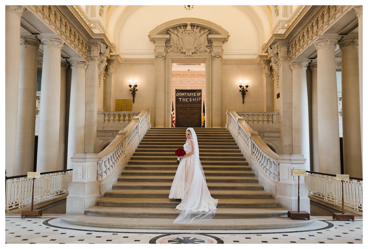 Bridal Portraits in Bancroft Hall at the United States Naval Academy by Amanda and Grady Photography