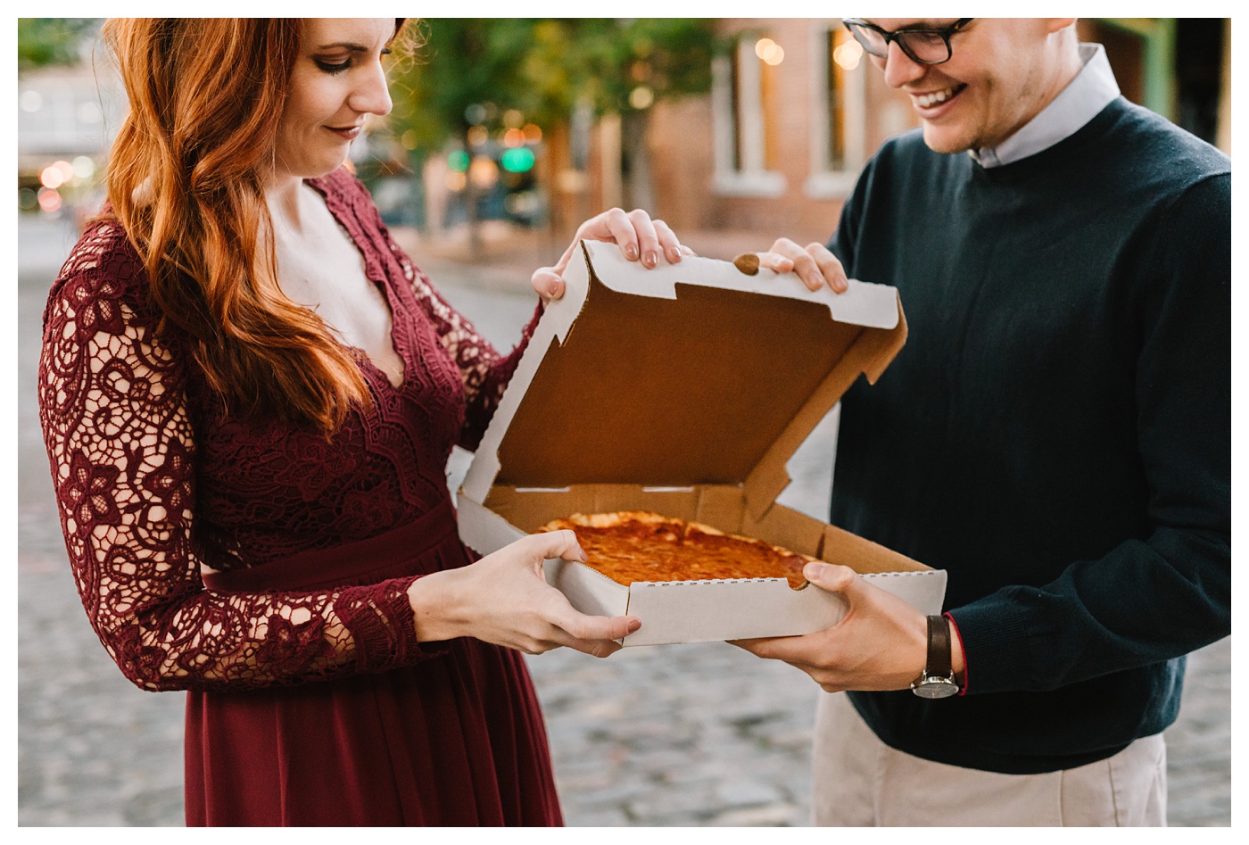 Downtown Raleigh Pizza Engagement Photos