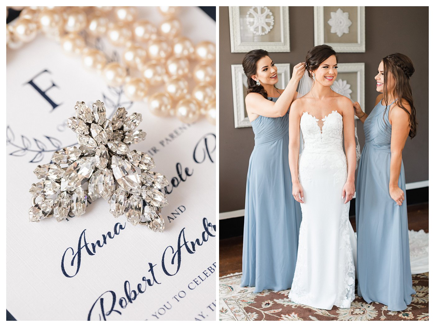 Blue White and Gold Bridal Details